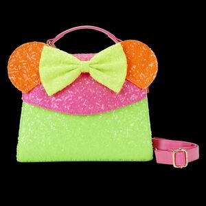 Minnie Mouse Exclusive Color Block Neon Sequin Crossbody Bag